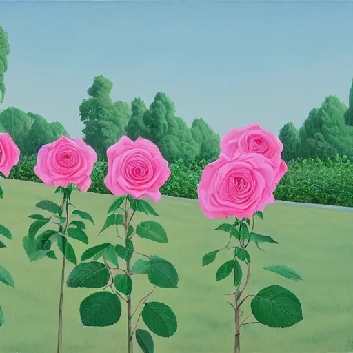 Prompt: Pink roses by Alex Katz surreal matte painting