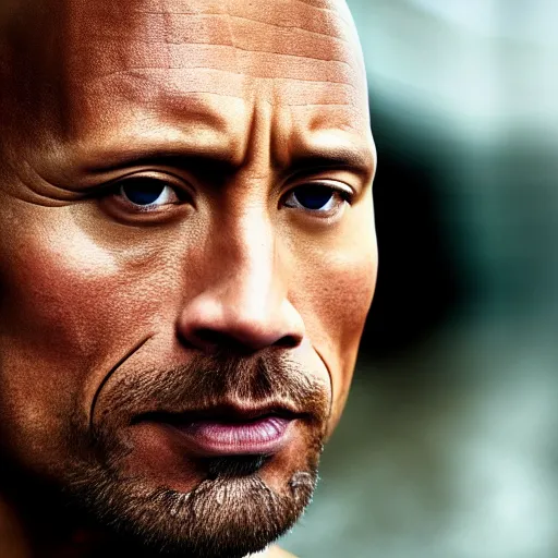 Image similar to closeup portrait of Dwayne Johnson as samurai , photograph, natural light, sharp, detailed face, magazine, press, photo, Steve McCurry, David Lazar, Canon, Nikon, focus