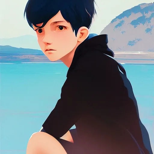 Prompt: a fantastic portrait of a boy character in a scenic environment by Ilya Kuvshinov