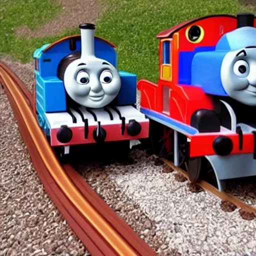 Prompt: thomas the train marry with the rock