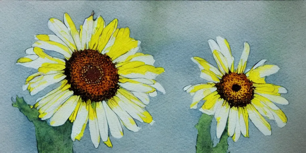 Image similar to oxeye daisy, watercolor, artstation, realistic