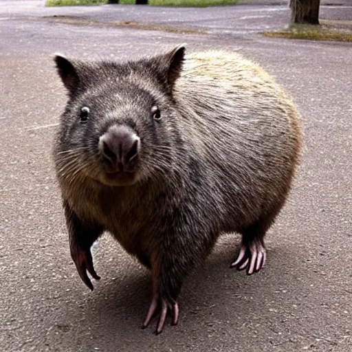 Prompt: a meme image of a wombat saying i like riding on a bicycle