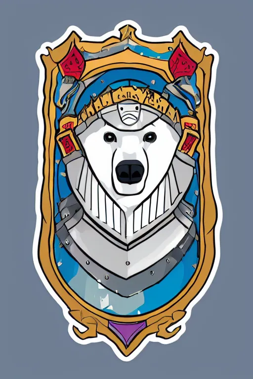 Image similar to Portrait of a polar bear in medieval armor, knight, medieval, sticker, colorful, illustration, highly detailed, simple, smooth and clean vector curves, no jagged lines, vector art, smooth