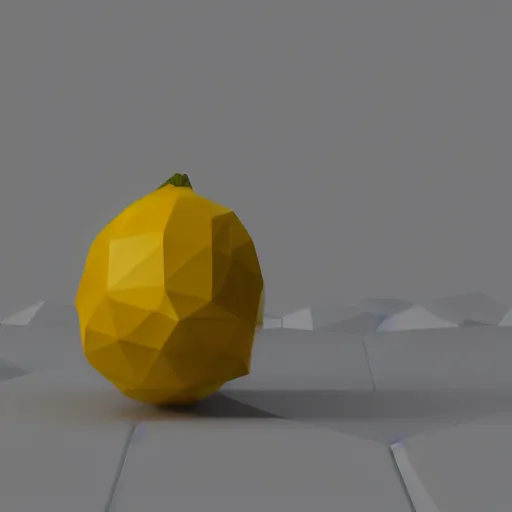 Image similar to a render of a low polygon lemon, unreal engine