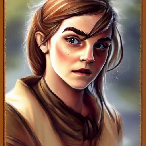 Image similar to a fantasy dwarf that looks like emma watson, fan art