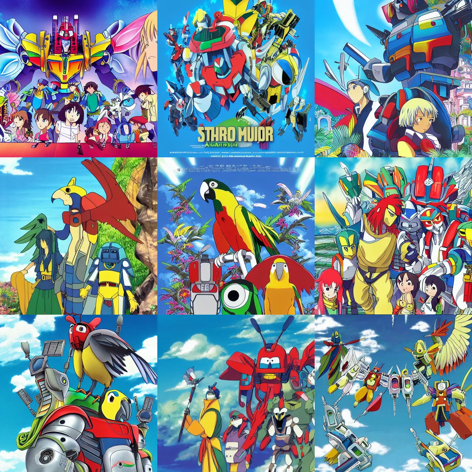 Prompt: parrot, parrot, parrot, transformers, studio ghibli, anime key visual