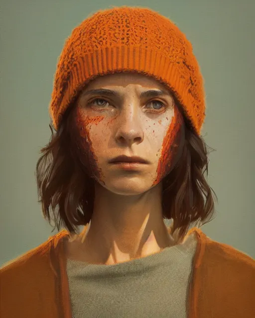 Prompt: hila klein studio portrait, greg rutkowski, f / 2 0, symmetrical face, warm colors, depth of field