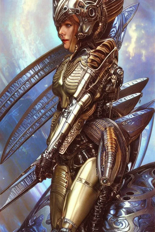 Prompt: realistic detailed portrait of a handsome futuristic nordic valkyrie alien cyberpunk armor by ayami kojima, amano, greg hildebrandt, alphonse mucha, and mark brooks, female, agile, feminine, sexy, art nouveau, cyberpunk, neo - gothic, gothic, character concept design,