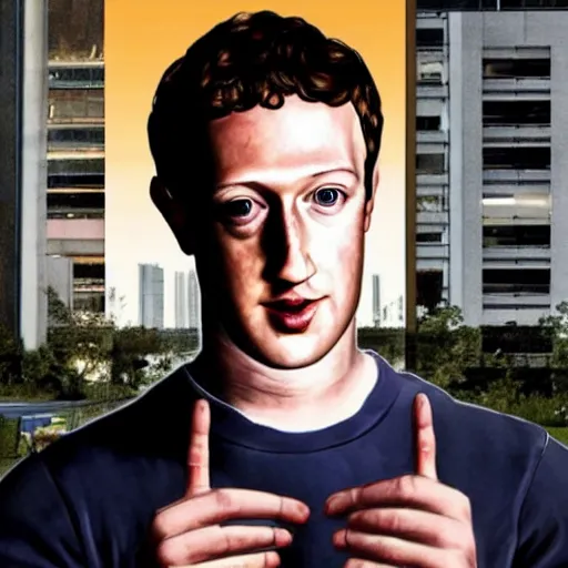 Image similar to mark zuckerberg posing on a gta load screen