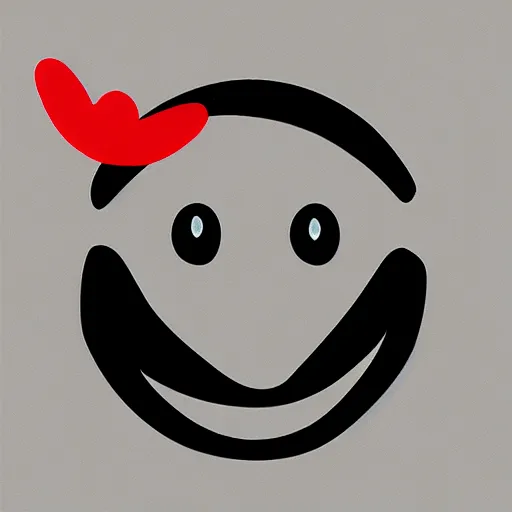 Image similar to child drawing of smiling emoji face with red eyes thumb up and red eyes.