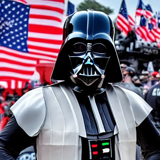 Image similar to darth vader at a maga rally