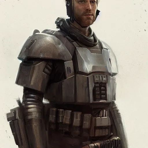 Image similar to portrait of a man by greg rutkowski, dan skywalker from star wars expanded universe, wearing tactical gear of the triunvirate of the galactic alliance, he is about 3 0 years old, highly detailed portrait, digital painting, artstation, concept art, smooth, sharp foccus ilustration, artstation hq