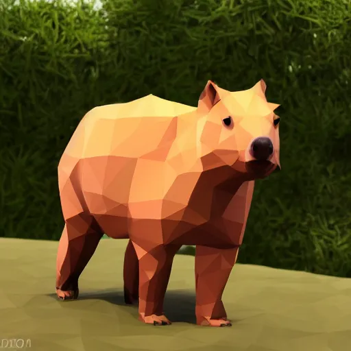 Image similar to cute low-poly capybara, 4k, hd