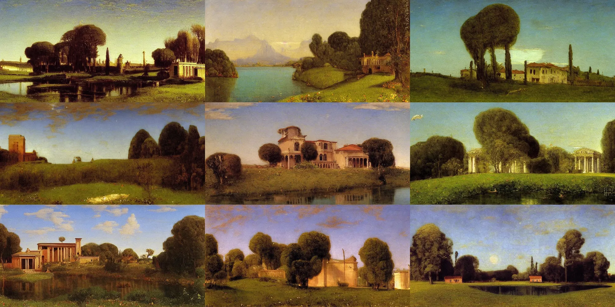 Prompt: a beautiful painting of a building in a serene landscape by Arnold Böcklin