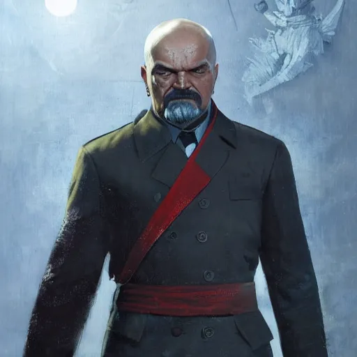 Image similar to lenin in mortal kombat mk 1 1 video game splash screen concept art very very detailed by hans dragan bibin thoma greg rutkowski ismail inceoglu