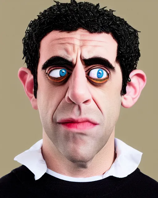 Image similar to bj novak as a muppet. highly detailed felt. hyper real photo. 4 k.