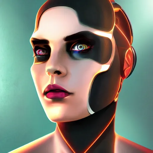 Image similar to face portrait of a robotic woman, sci fi, futuristic, cyber punkinspired by lois van baarle, cinematic, 8 k