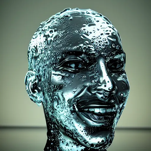 Prompt: a human head, water artwork manipulation, ray tracing, sharp focus, realistic water, long shot