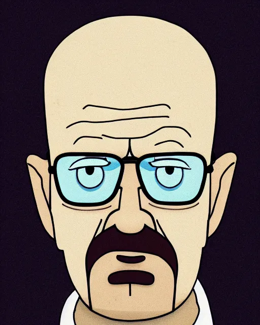 Prompt: portrait of walter white in the style of justin roiland. heisenberg from breaking bad. cinematic lighting. style of rick & morty. photographic, photography. by justin roiland