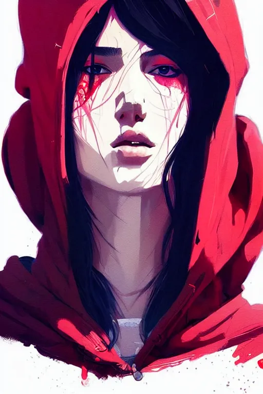 Image similar to a ultradetailed portrait painting of a stylish woman in a oversized hoodie by conrad roset, greg rutkowski and makoto shinkai trending on artstation