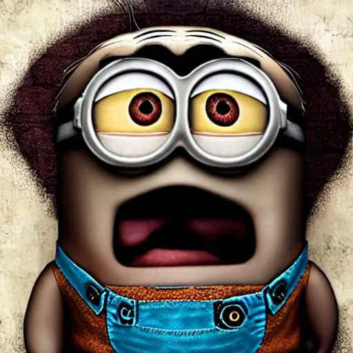 Image similar to A withered wrinkly old minion