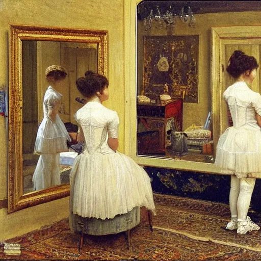 Image similar to dressing room by alfred stevens