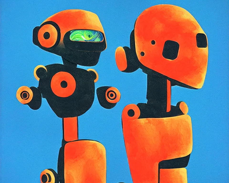 Image similar to a ( ( ( ( ( ( ( cute robot puppy cyborg ) ) ) ) ) ) ) illustration by eric carle!!!!!!!!!!!!!!!