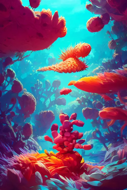 Image similar to creature animal sushi cristal very big eye roots cactus elemental flush of force nature micro world fluo fishscale, behance hd by jesper ejsing, by rhads, makoto shinkai and lois van baarle, ilya kuvshinov, rossdraws global illumination