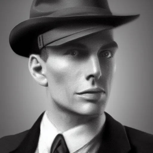 Image similar to A photograph portrait of Jerma985 wearing a suit with and fedora in the 1940s, taken in the early 1940s, grainy, taken on a 940s Kodak Camera, realistic, hyperrealistic, very realistic, highly detailed, very detailed, extremely detailed, detailed, digital art, trending on artstation