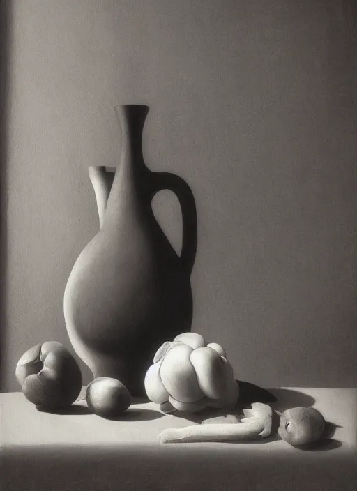 Prompt: a dutch still life by georgia o'keeffe, intricate, hyperrealistic, high contrast, volumetric lighting