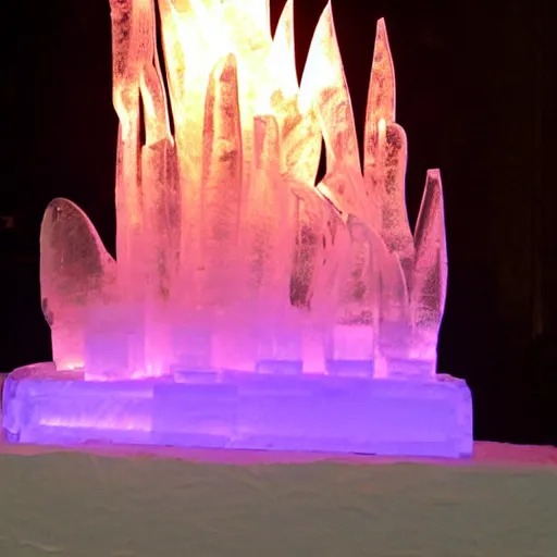 Prompt: Ice sculpture of flames.