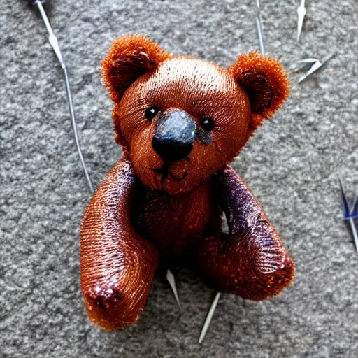 Image similar to teddy bear made from steel needles