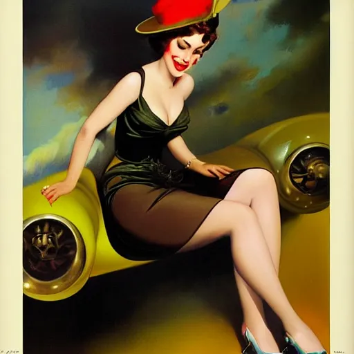 Image similar to pan am stewardess, painting by vargas, rolf armstrong