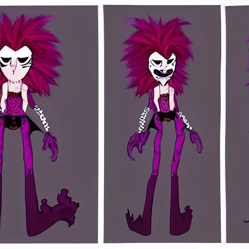 Prompt: CGI psychic punk rocker electrifying rockstar with a giant vampiric squid for a head concept character designs of various shapes and sizes by genndy tartakovsky and Lauren faust