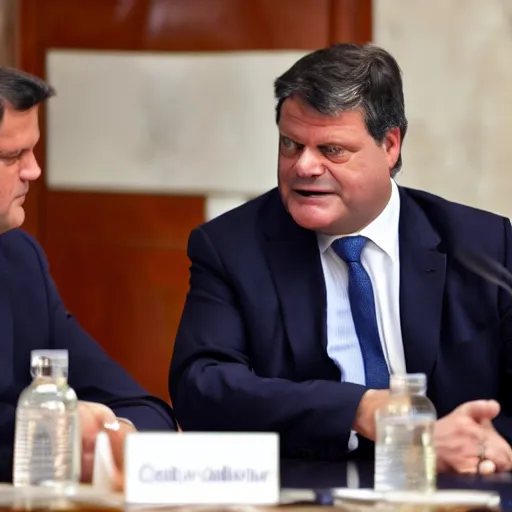 Image similar to Carlo Calenda meeting with the alien emperor