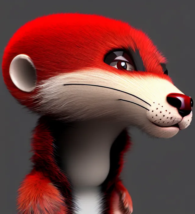 Image similar to furry - male - red - black - weasel - detective - fursona, ray tracing, photorealistic, trending on weasyl