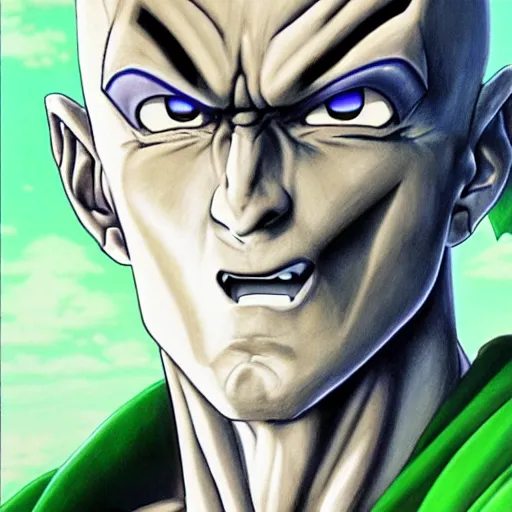 Prompt: ultra realistic portrait painting of piccolo, art by akira toriyama, 4 k, dragon ball artstyle, cel shaded, highly detailed, epic lighting