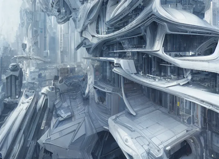 Image similar to futuristic buildings, pure white, au naturel, hyper detailed, digital art, trending in artstation, cinematic lighting, studio quality, smooth render, unreal engine 5 rendered, octane rendered, art style by klimt and nixeu and ian sprigger and wlop and krenz cushart