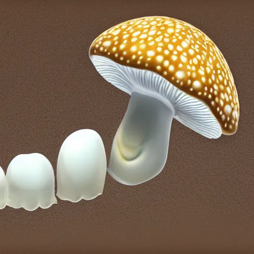 Image similar to a mushroom made of human teeth