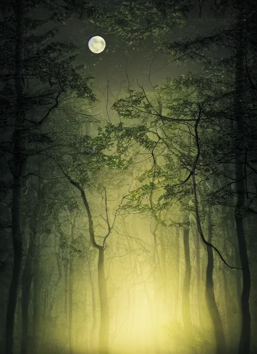 Image similar to 4 k, high details, thriller book cover of a forest with moon, realistic concept, unsplash photography, shutterstock, getty images, highly detailed photography, flickr, white background