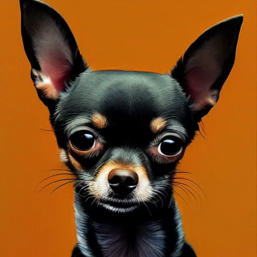 Image similar to portrait of a chihuahua looking happy, by martin ansin, highly detailed, cinematic, extremely detailed, high quality