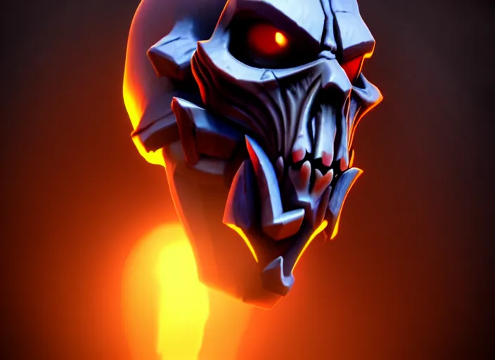 Image similar to necromancer head, stylized stl, 3 d render, activision blizzard style, hearthstone style, darksiders art style, greg rutkowski style