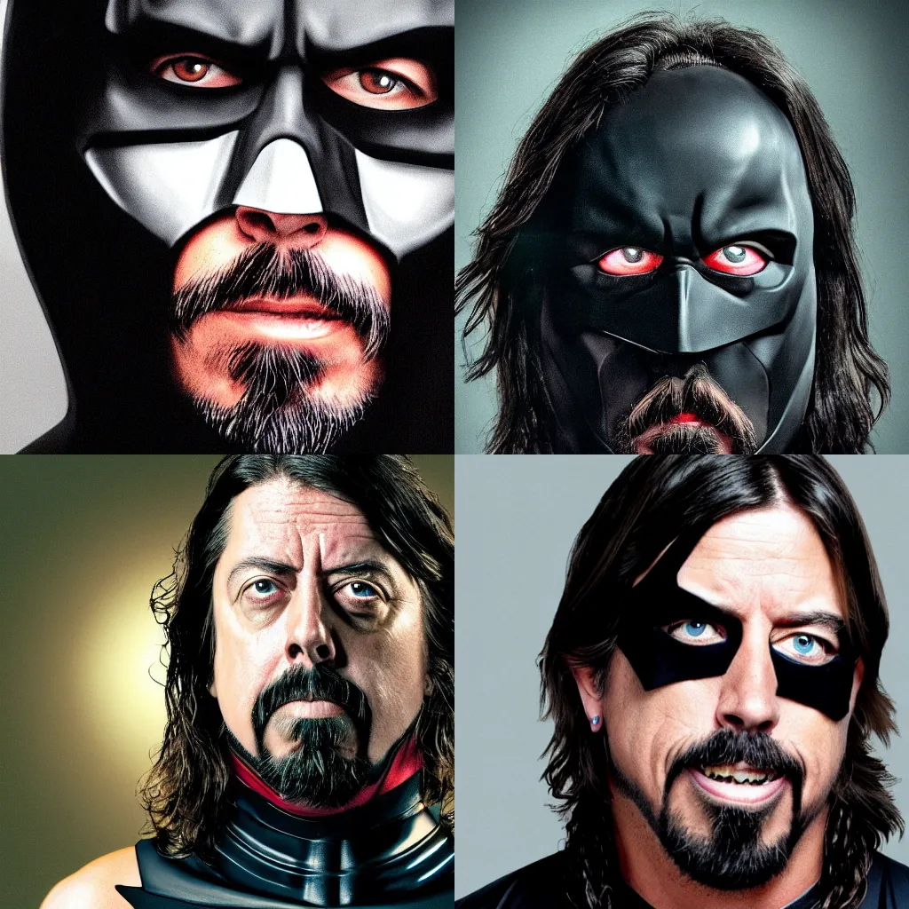 Prompt: Dave Grohl as batman, ultra realistic, high definition portrait photograph