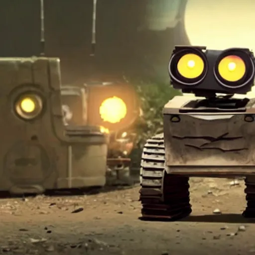 Image similar to wall-e creates the atom bomb