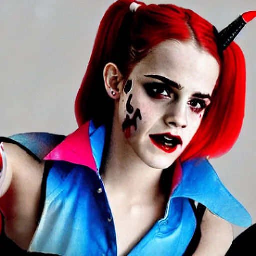 Image similar to Emma Watson as Harley Quinn