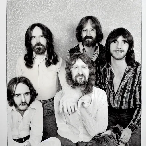 Image similar to 1 9 7 0 s folk band promo photo, fine detailed, photorealistic, portrait