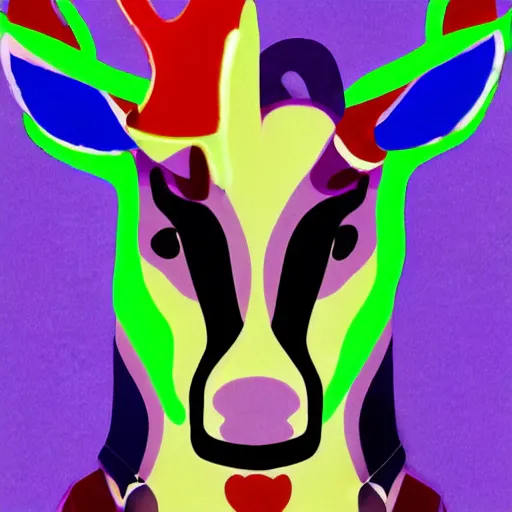 Image similar to Reindeer made out of shadows, rainbow, fursona, furry, back, male furry anthro,