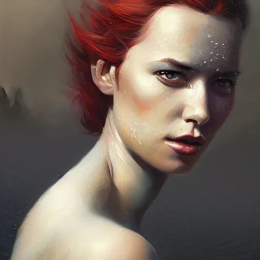 Image similar to leela portrait, dramatic light, lake background, 2 0 0 mm focal length, painted by stanley lau, painted by greg rutkowski, painted by stanley artgerm, digital art, trending on artstation