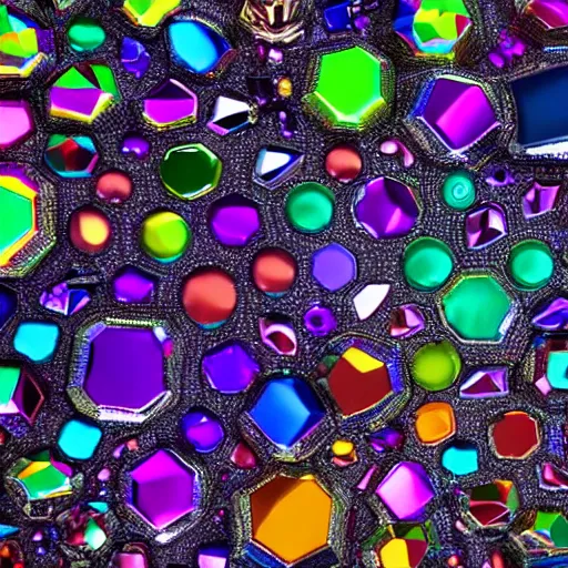 Prompt: hypermaximalist overdetailed collage of all shiny colorful crystals of the planet together. geometric lowpoly. beautiful polished shiny 8 k 3 d gigapixel render. unreal engine. 1 0 0 0 0 colorful beautifully cutted gems in rainbow bismuth cyberpunk colorpalette.