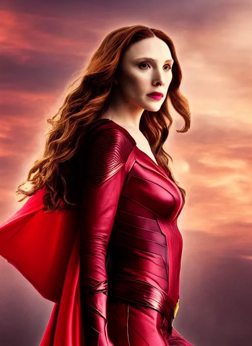 Image similar to full body portrait of the scarlet witch, beautiful, sensual, hyperrealistic, 8 k resolution